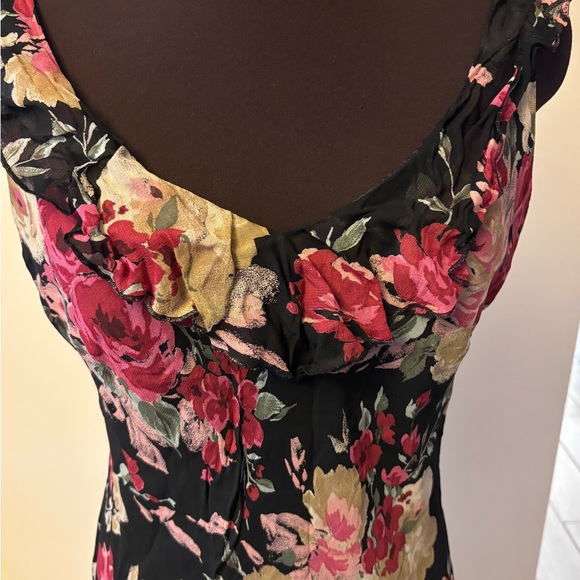 Evan Picone Black and Pink Floral Midi Dress - Picture 4 of 6